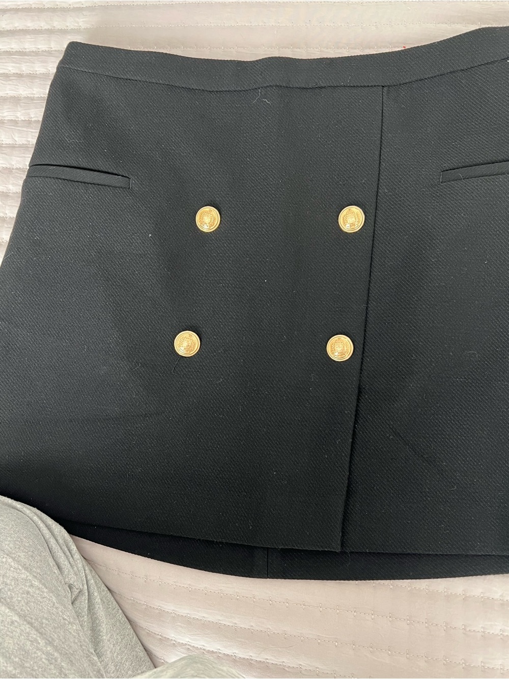 H&M Black Mini Skirt with Gold Button Detail